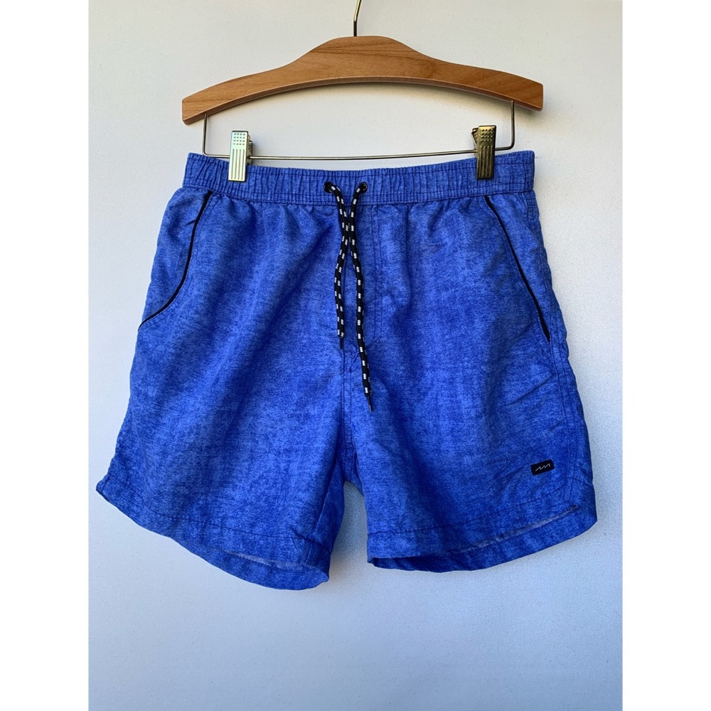 XS, Factorie, retro acid wash blue swim shorts